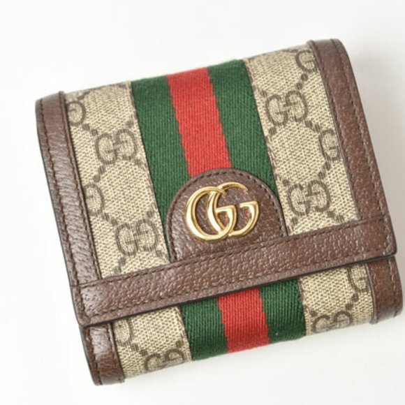 Gucci Wallet Bi-fold GUCCI Folding Beige Brown 598662 96IWG 8745 Ophidia GG S... - Picture 3 of 12